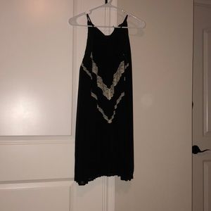 Black pleated mini dress